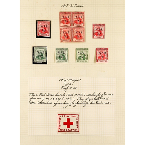 1308 - TRINIDAD & TOBAGO 1913 - 1938 MINT COLLECTION around 200 stamps annotated on album pages, includes 1... 