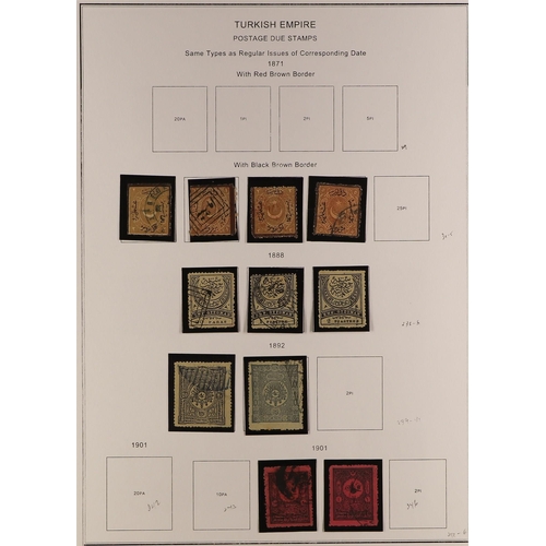 1312 - TURKEY 1863 - 1921 USED COLLECTION on album pages, note 1863 20pa (3, incl 2 thick papers), 1g (2) &... 