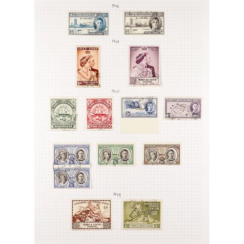 1318 - TURKS & CAICOS IS. 1881 - 1950 USED COLLECTION on pages, includes 1881 set to 6d (1d & 6d wmk Crown ... 