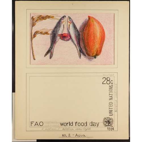 1321 - UNITED NATIONS NEW YORK 1984 FAO World Food Day proposed 20c & 28c designs (as Scott 419/20) ARTIST ... 