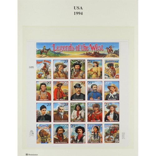 1328 - UNITED STATES 1980-2009 NEVER HINGED MINT COLLECTION in album, includes mini-sheets & sheetlets, val... 