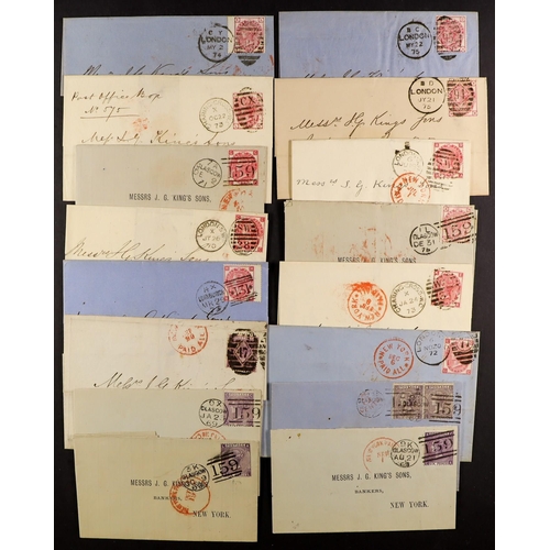 1347 - GREAT BRITAIN POSTAL HISTORY / COVERS mostly QV EL's to overseas destinations incl much trans-Atlant... 