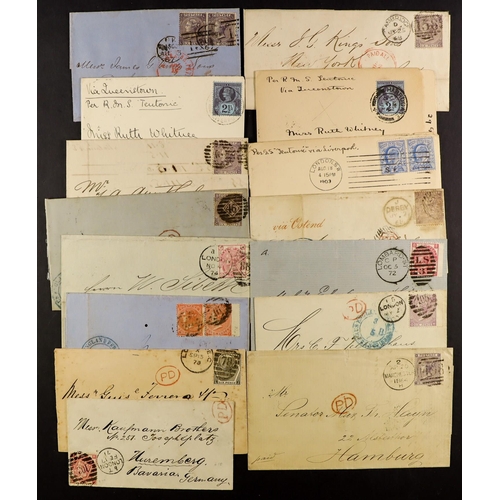 1347 - GREAT BRITAIN POSTAL HISTORY / COVERS mostly QV EL's to overseas destinations incl much trans-Atlant... 