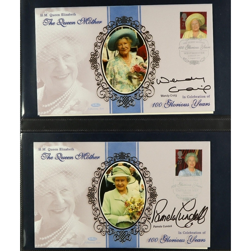 1366 - GREAT BRITAIN THE QUEEN MOTHER, WITH SIGNED COVERS. 1980 - 2002 collection of covers, stamps, miniat... 