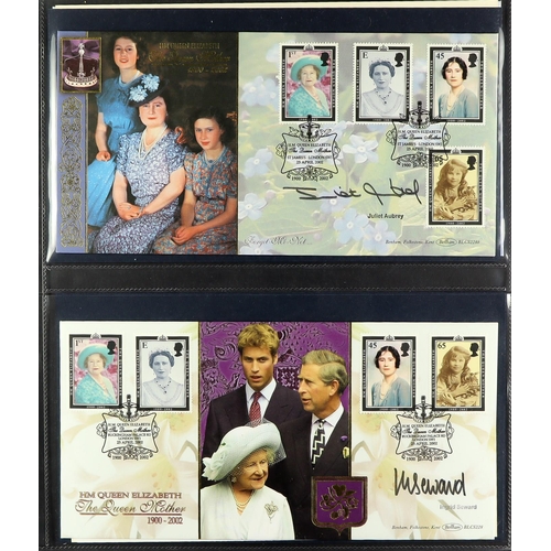 1366 - GREAT BRITAIN THE QUEEN MOTHER, WITH SIGNED COVERS. 1980 - 2002 collection of covers, stamps, miniat... 