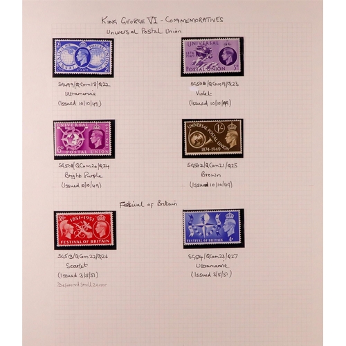 1368 - GREAT BRITAIN 1936-1951 CHIEFLY NEVER HINGED MINT semi-specialized collection written up on pages, i... 