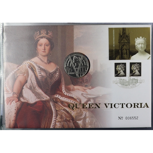 1378 - GREAT BRITAIN COIN COVERS 1994-2007 collection in two albums, includes with £5 coins (x14) etc. Face... 