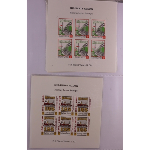 1386 - GREAT BRITAIN LOCAL RAILWAY STAMPS 1970's-2000's never hinged mint collection in album, includes loa... 