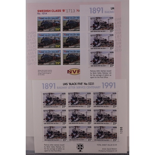 1386 - GREAT BRITAIN LOCAL RAILWAY STAMPS 1970's-2000's never hinged mint collection in album, includes loa... 