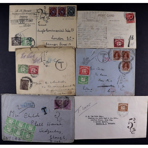 1387 - GREAT BRITAIN POSTAGE DUE 1914-1956 covers & postcards mostly from foreign destinations with GB post... 