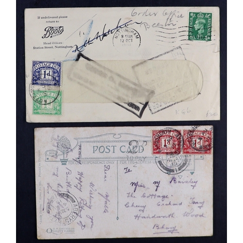 1387 - GREAT BRITAIN POSTAGE DUE 1914-1956 covers & postcards mostly from foreign destinations with GB post... 