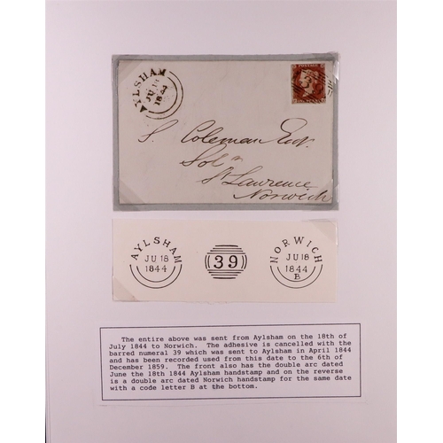 1406 - GB. COVERS & POSTAL HISTORY AYLSHAM (NORFOLK) 1830 - 1924 collection of 18 EL's, covers and cards wi... 