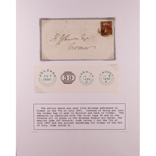 1406 - GB. COVERS & POSTAL HISTORY AYLSHAM (NORFOLK) 1830 - 1924 collection of 18 EL's, covers and cards wi... 