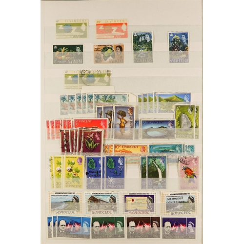 141 - COMMONWEALTH IN BOX of mint & used stamps from the Caribbean in 5 stock books + packet (several 1000... 