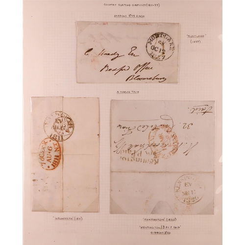 1416 - GB. COVERS & POSTAL HISTORY POSTAL HISTORY collection of 23 early stampless covers annotated on albu... 