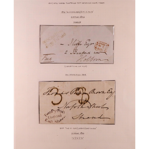 1416 - GB. COVERS & POSTAL HISTORY POSTAL HISTORY collection of 23 early stampless covers annotated on albu... 