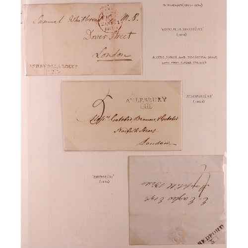 1416 - GB. COVERS & POSTAL HISTORY POSTAL HISTORY collection of 23 early stampless covers annotated on albu... 