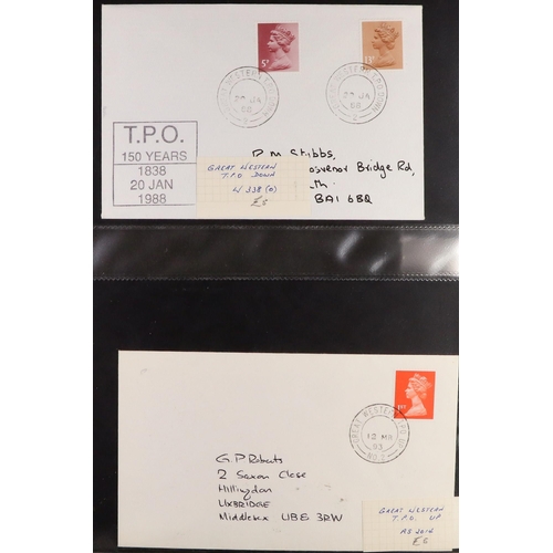 1419 - GB. COVERS & POSTAL HISTORY RAILWAY T.P.O. COVERS. A collection of 1956 to 1994 covers bearing stamp... 