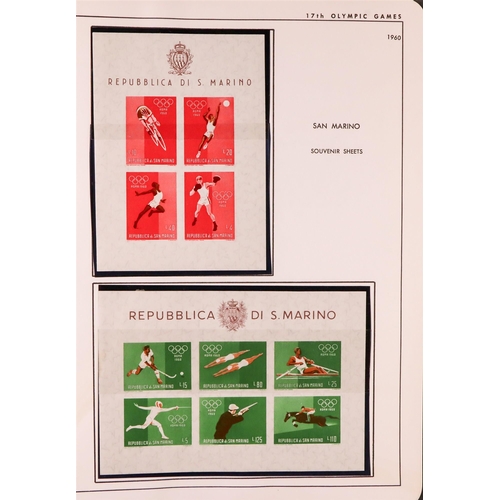 144 - OLYMPIC GAMES 1928-1960 world never hinged mint collection in special album, incl complete sets, min... 