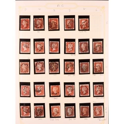 1451 - GB.QUEEN VICTORIA 1841 1D PLATE 12. The collection of 196 different positions of the 1d red-brown im... 