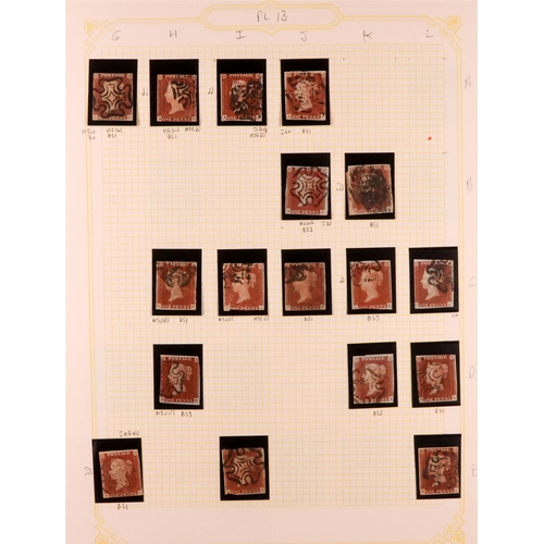 1452 - GB.QUEEN VICTORIA 1841 1D PLATE 13. The collection of 107 different positions of the 1d red-brown im... 