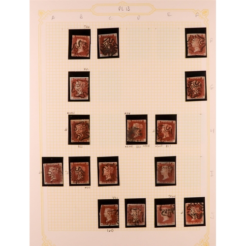 1452 - GB.QUEEN VICTORIA 1841 1D PLATE 13. The collection of 107 different positions of the 1d red-brown im... 