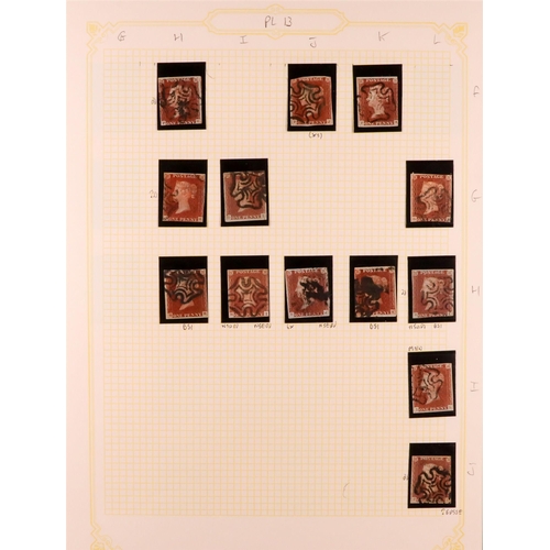 1452 - GB.QUEEN VICTORIA 1841 1D PLATE 13. The collection of 107 different positions of the 1d red-brown im... 