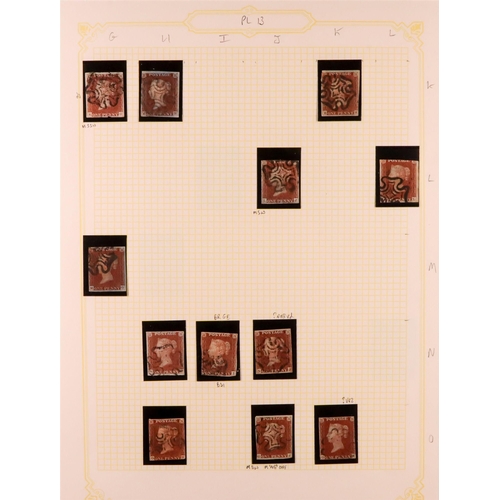 1452 - GB.QUEEN VICTORIA 1841 1D PLATE 13. The collection of 107 different positions of the 1d red-brown im... 