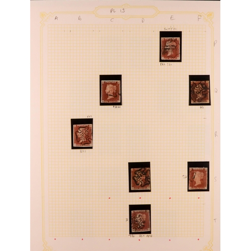 1452 - GB.QUEEN VICTORIA 1841 1D PLATE 13. The collection of 107 different positions of the 1d red-brown im... 