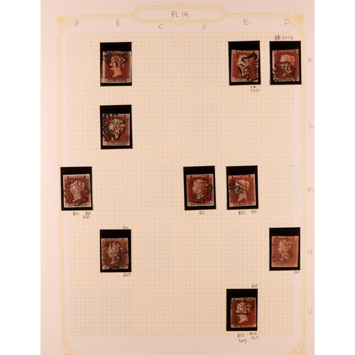 1453 - GB.QUEEN VICTORIA 1841 1D PLATE 14. The collection of 128 different positions of the 1d red-brown im... 