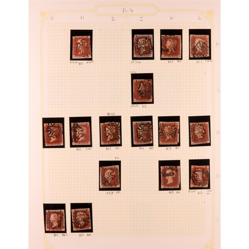 1453 - GB.QUEEN VICTORIA 1841 1D PLATE 14. The collection of 128 different positions of the 1d red-brown im... 