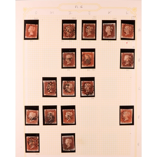 1454 - GB.QUEEN VICTORIA 1841 1D PLATE 15. The collection of 136 different positions of the 1d red-brown im... 