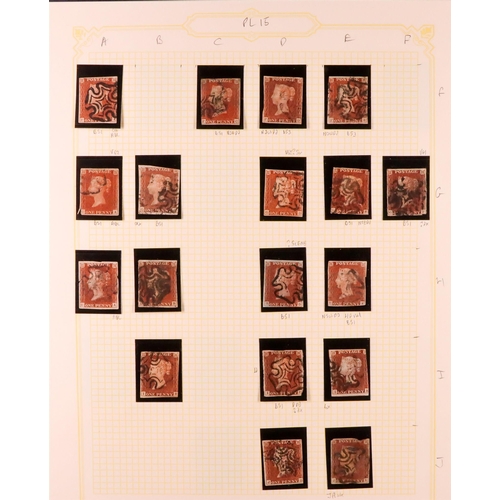 1454 - GB.QUEEN VICTORIA 1841 1D PLATE 15. The collection of 136 different positions of the 1d red-brown im... 