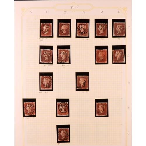 1454 - GB.QUEEN VICTORIA 1841 1D PLATE 15. The collection of 136 different positions of the 1d red-brown im... 