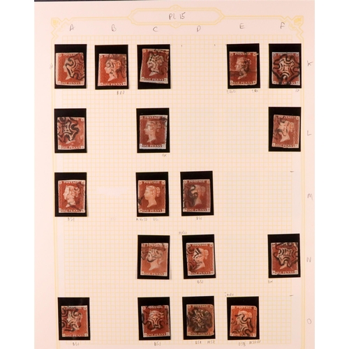 1454 - GB.QUEEN VICTORIA 1841 1D PLATE 15. The collection of 136 different positions of the 1d red-brown im... 