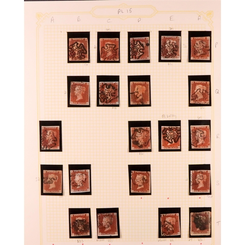 1454 - GB.QUEEN VICTORIA 1841 1D PLATE 15. The collection of 136 different positions of the 1d red-brown im... 