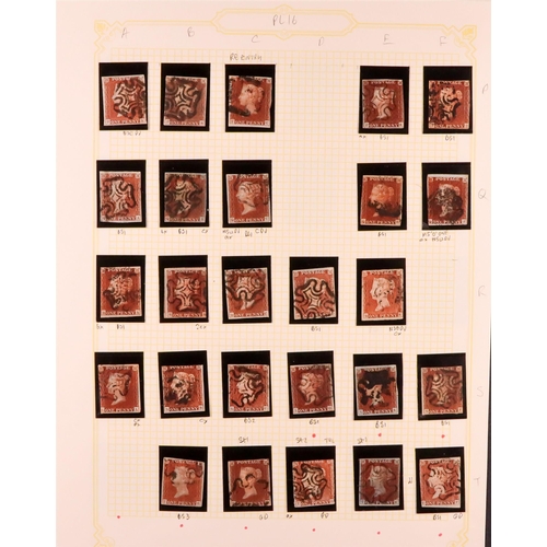 1455 - GB.QUEEN VICTORIA 1841 1D PLATE 16. The collection of 210 different positions of the 1d red-brown im... 