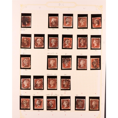 1455 - GB.QUEEN VICTORIA 1841 1D PLATE 16. The collection of 210 different positions of the 1d red-brown im... 