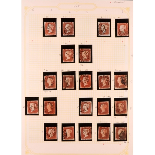 1456 - GB.QUEEN VICTORIA 1841 1D PLATE 17. The collection of 209 different positions of the 1d red-brown im... 