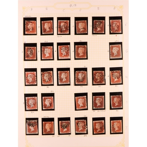 1456 - GB.QUEEN VICTORIA 1841 1D PLATE 17. The collection of 209 different positions of the 1d red-brown im... 