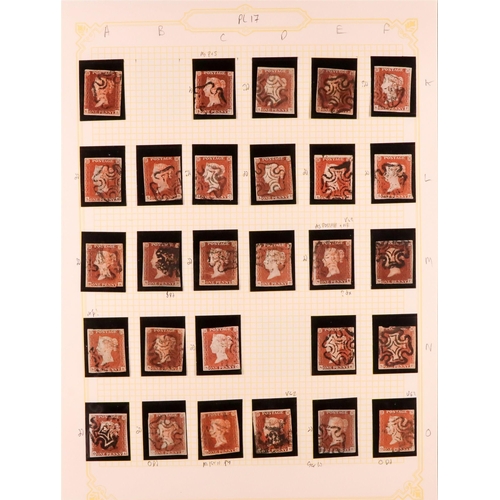 1456 - GB.QUEEN VICTORIA 1841 1D PLATE 17. The collection of 209 different positions of the 1d red-brown im... 