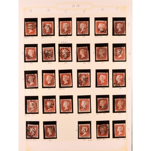 1456 - GB.QUEEN VICTORIA 1841 1D PLATE 17. The collection of 209 different positions of the 1d red-brown im... 