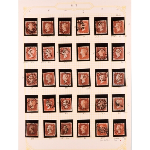 1456 - GB.QUEEN VICTORIA 1841 1D PLATE 17. The collection of 209 different positions of the 1d red-brown im... 