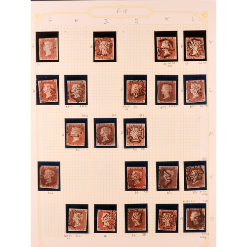 1457 - GB.QUEEN VICTORIA 1841 1D PLATE 18. The collection of 158 different positions of the 1d red-brown im... 