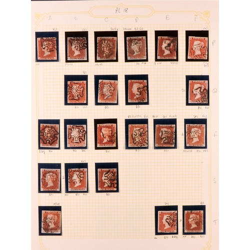 1457 - GB.QUEEN VICTORIA 1841 1D PLATE 18. The collection of 158 different positions of the 1d red-brown im... 