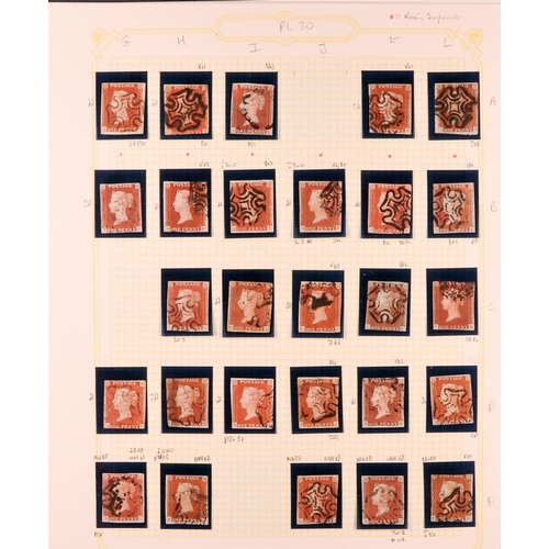 1459 - GB.QUEEN VICTORIA 1841 1D PLATE 20. The collection of 226 different positions of the 1d red-brown im... 