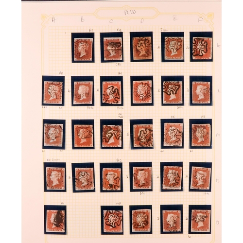 1459 - GB.QUEEN VICTORIA 1841 1D PLATE 20. The collection of 226 different positions of the 1d red-brown im... 