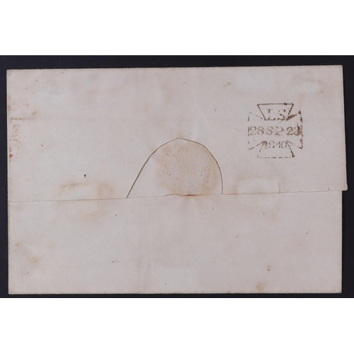 1460 - GB.QUEEN VICTORIA 1840 (28 Sep) cover addressed to Kendal, bearing 2d blue 'RC' plate 1 (SG 5) tied ... 