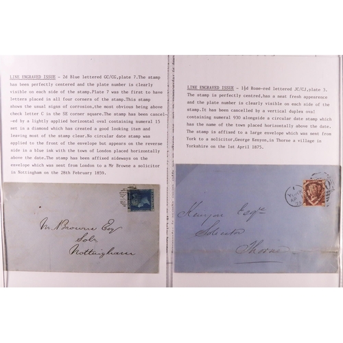 1461 - GB.QUEEN VICTORIA 1840 - 1870 LINE ENGRAVED STAMPS & COVERS COLLECTION. A well displayed and knowled... 