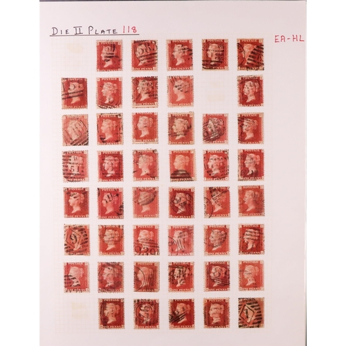 1539 - GB.QUEEN VICTORIA 1864-79 PENNY PLATE RECONSTRUCTION.  1d reds plate 118 (SG 43/44) largely complete... 